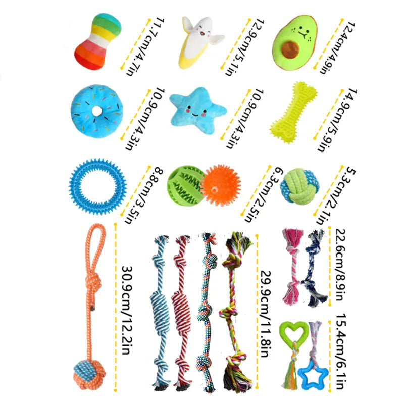 Ultimate 25 Pack Luxury Dog Chew Toys for Small Pups - Fun Ropes, Treat Balls, and Squeaky Toys for Teething Dogs