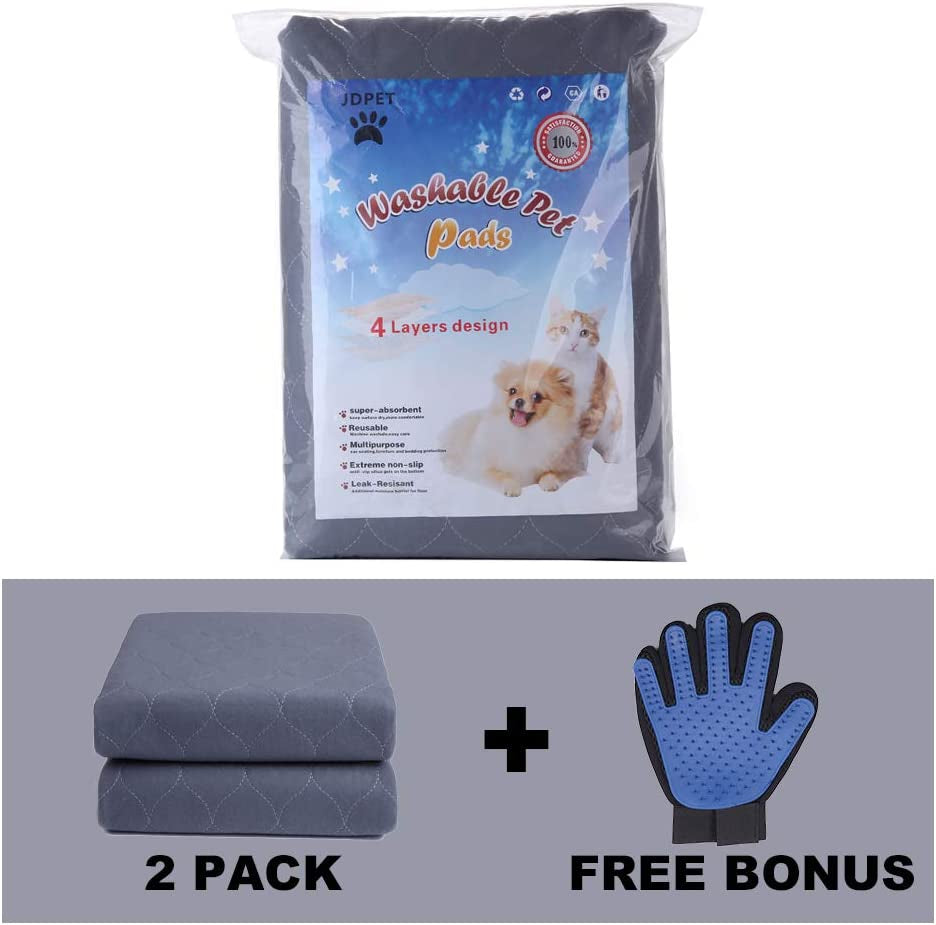 Ultimate Washable Dog Pee Pads with Free Grooming Gloves - Reusable, Waterproof, Non-Slip Potty Training Solution for Dogs, Cats, and Bunnies