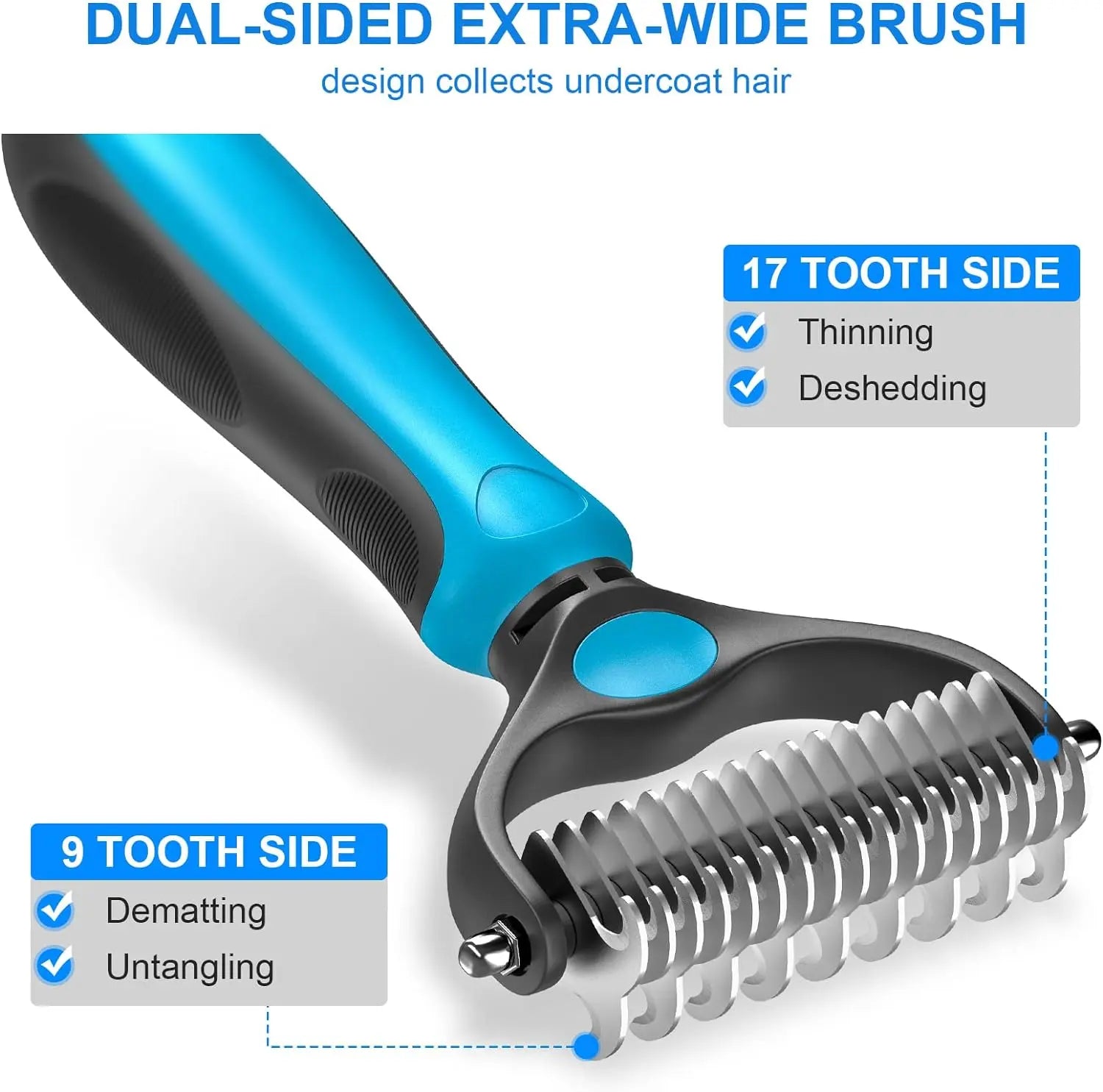 Ultimate Pet Grooming Brush - Double-Sided Shedding & Dematting Rake for Dogs and Cats - Say Goodbye to Excess Fur!