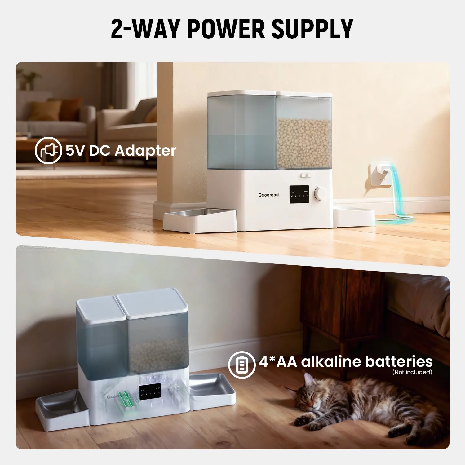 Geoorood 2-in-1 Automatic Pet Feeder & Gravity Water Dispenser - 36 Cups/8.5L Food Capacity with Stainless Steel Bowls - Perfect for Cats, Small Dogs, Puppies, and Kittens!