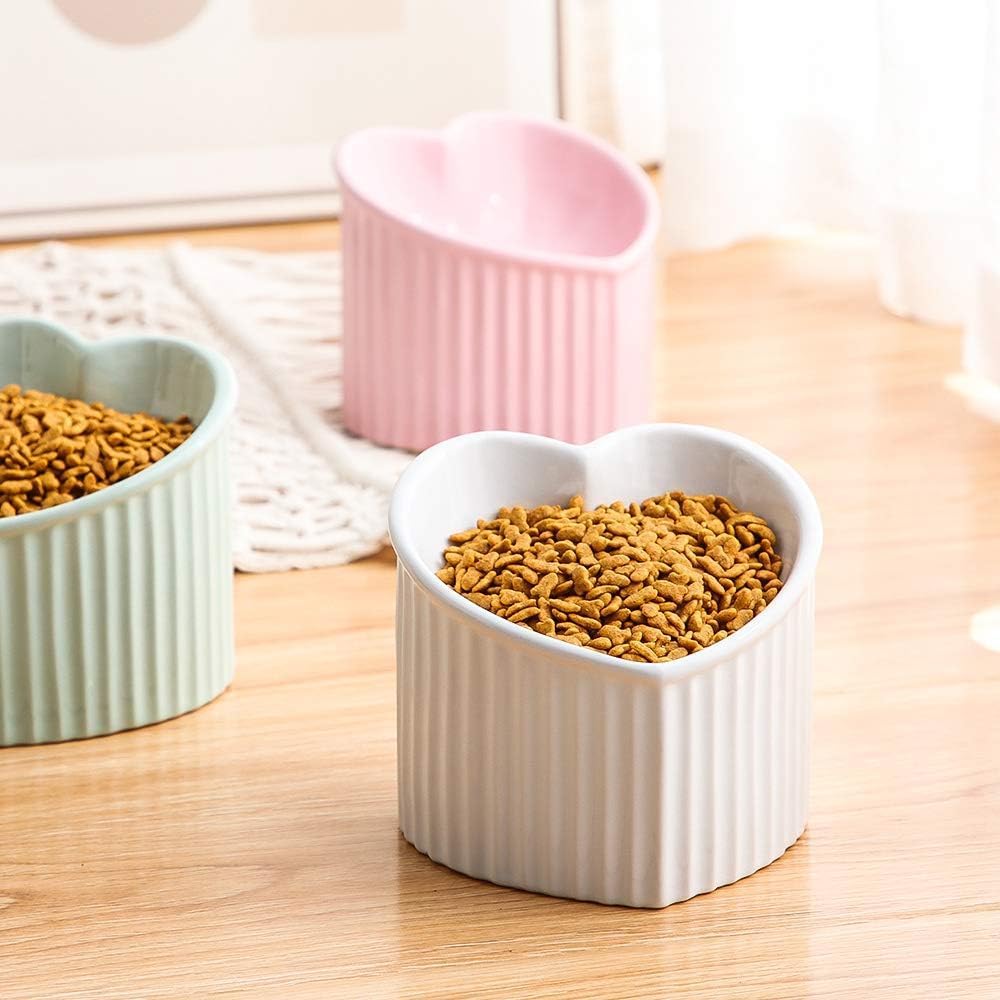Elevate Your Cat's Dining Experience with Our Stylish White Ceramic Raised Bowls - Perfect for Large Breeds!