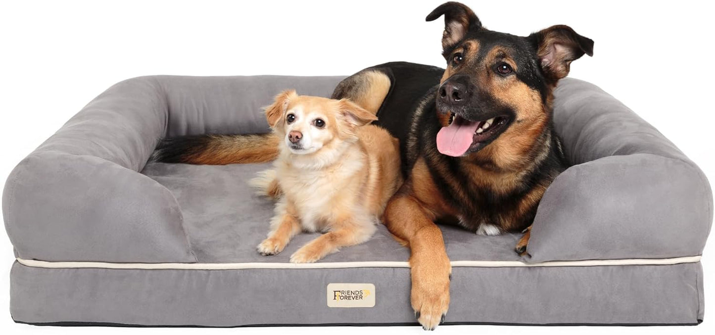 Luxurious Orthopedic Memory Foam Dog Bed - Water Resistant, Non-Slip, and Washable Cover in Chester Grey - Perfect for All Breeds, 50" x 40" x 13"