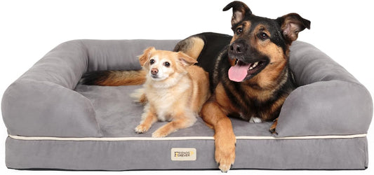 Luxurious Orthopedic Memory Foam Dog Bed - Water Resistant, Non-Slip, and Washable Cover in Chester Grey - Perfect for All Breeds, 50" x 40" x 13"
