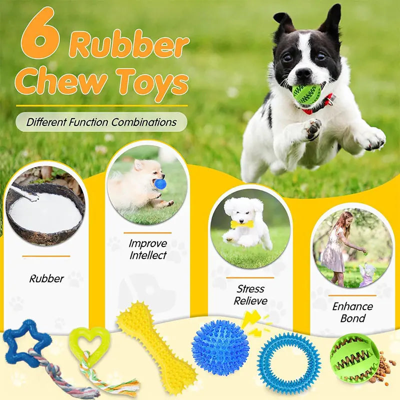 Ultimate 25 Pack Luxury Dog Chew Toys for Small Pups - Fun Ropes, Treat Balls, and Squeaky Toys for Teething Dogs