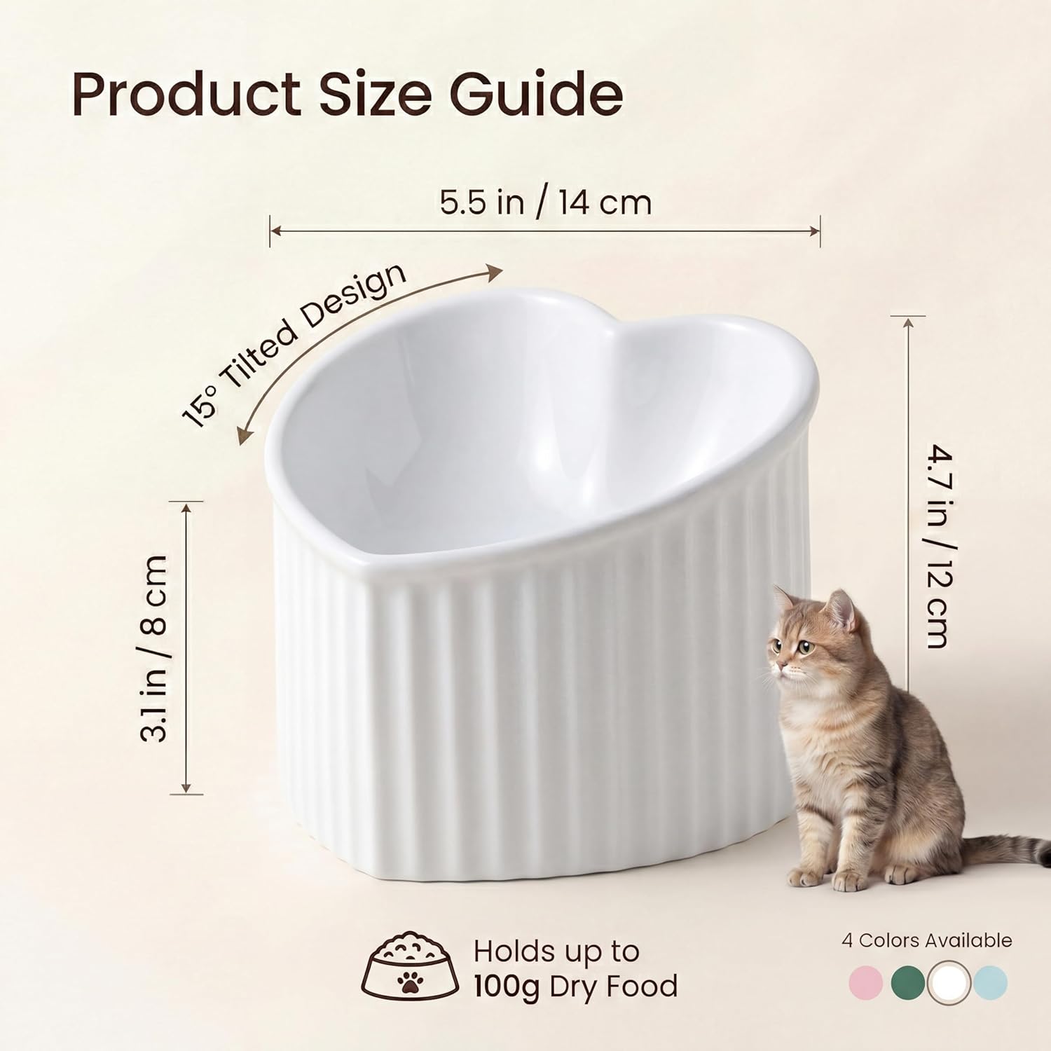 Elevate Your Cat's Dining Experience with Our Stylish White Ceramic Raised Bowls - Perfect for Large Breeds!