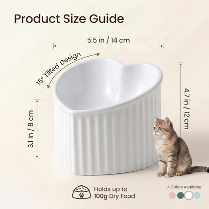 Elevate Your Cat's Dining Experience with Our Stylish White Ceramic Raised Bowls - Perfect for Large Breeds!