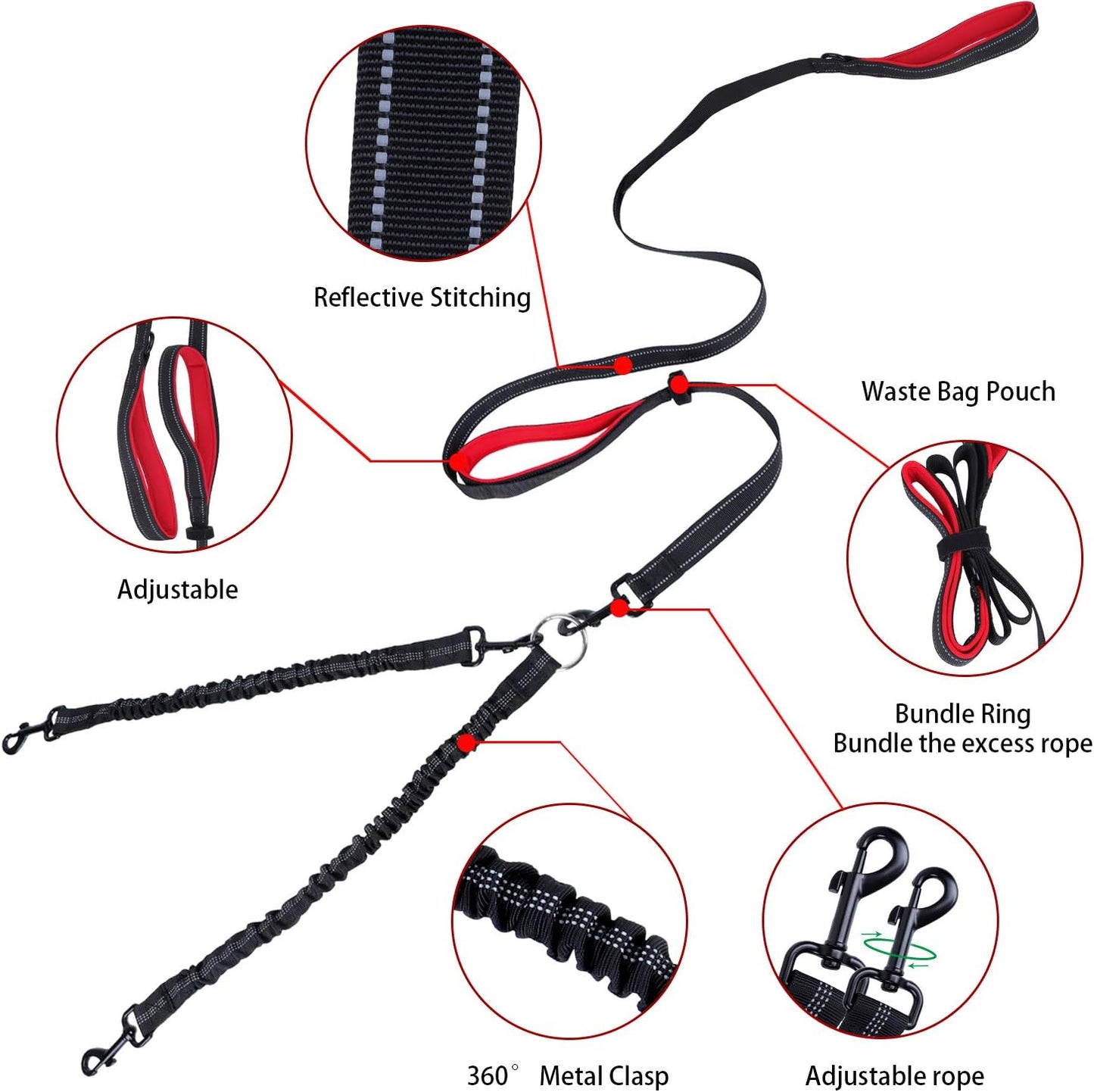 Experience Effortless Dog Walking with Our Double Dog Leash - 360° Tangle-Free Design for Two Dogs Up to 200lbs with Comfortable Padded Handles
