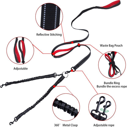 Experience Effortless Dog Walking with Our Double Dog Leash - 360° Tangle-Free Design for Two Dogs Up to 200lbs with Comfortable Padded Handles