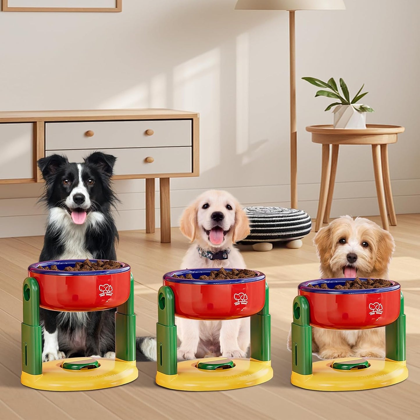 Elevate Your Pet's Dining Experience with the Adjustable Liftable Pet Bowl - Non-Slip & Anti-Spill Design for Dogs and Cats (Red)