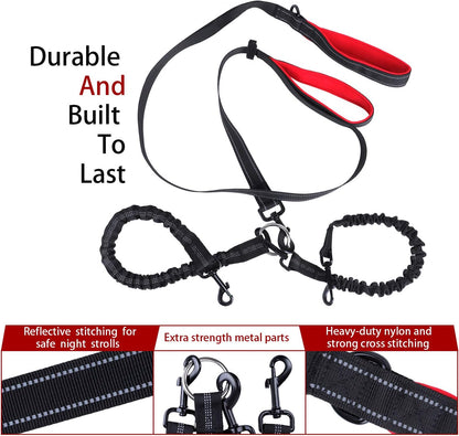 Experience Effortless Dog Walking with Our Double Dog Leash - 360° Tangle-Free Design for Two Dogs Up to 200lbs with Comfortable Padded Handles