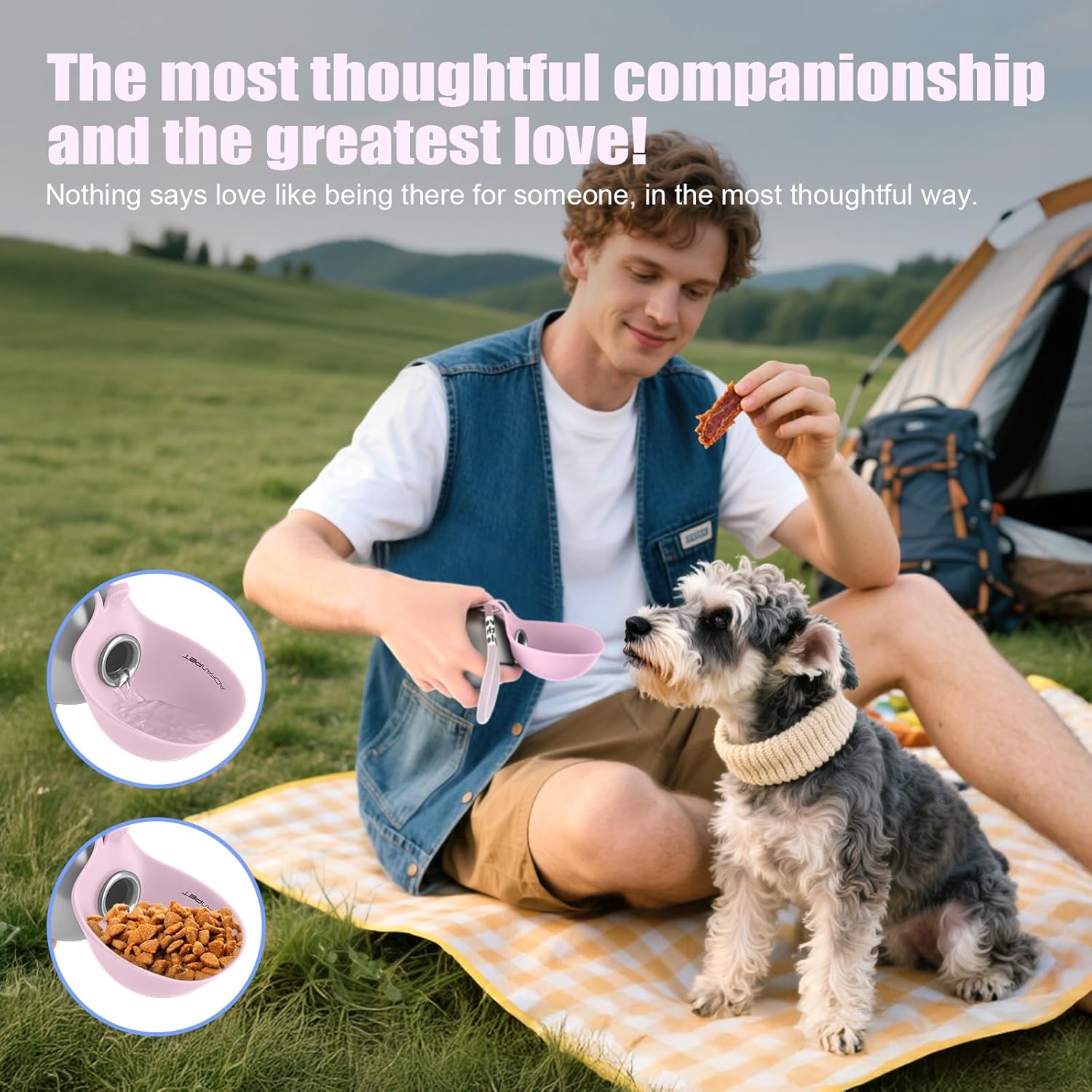 Stylish and Portable 10Oz Stainless Steel Dog Water Bottle with No-Spill Silicone Bowl – Perfect for Hiking and Travel!