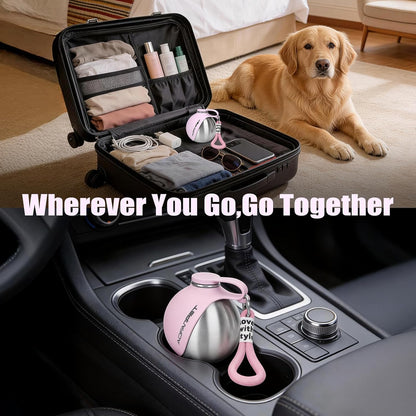 Stylish and Portable 10Oz Stainless Steel Dog Water Bottle with No-Spill Silicone Bowl – Perfect for Hiking and Travel!