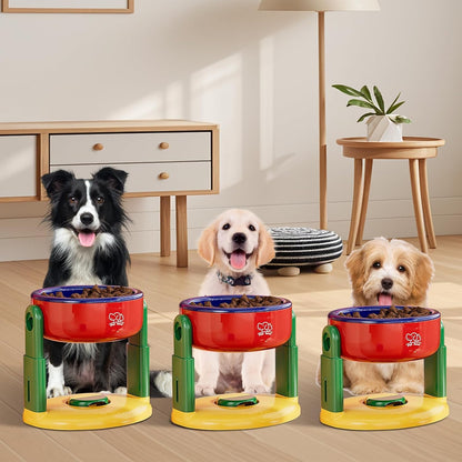 Elevate Your Pet's Dining Experience with the Adjustable Liftable Pet Bowl - Non-Slip & Anti-Spill Design for Dogs and Cats (Red)