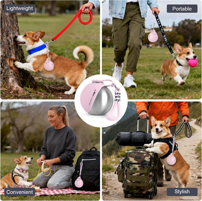 Stylish and Portable 10Oz Stainless Steel Dog Water Bottle with No-Spill Silicone Bowl – Perfect for Hiking and Travel!
