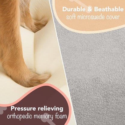 Luxurious Orthopedic Memory Foam Dog Bed - Water Resistant, Non-Slip, and Washable Cover in Chester Grey - Perfect for All Breeds, 50" x 40" x 13"