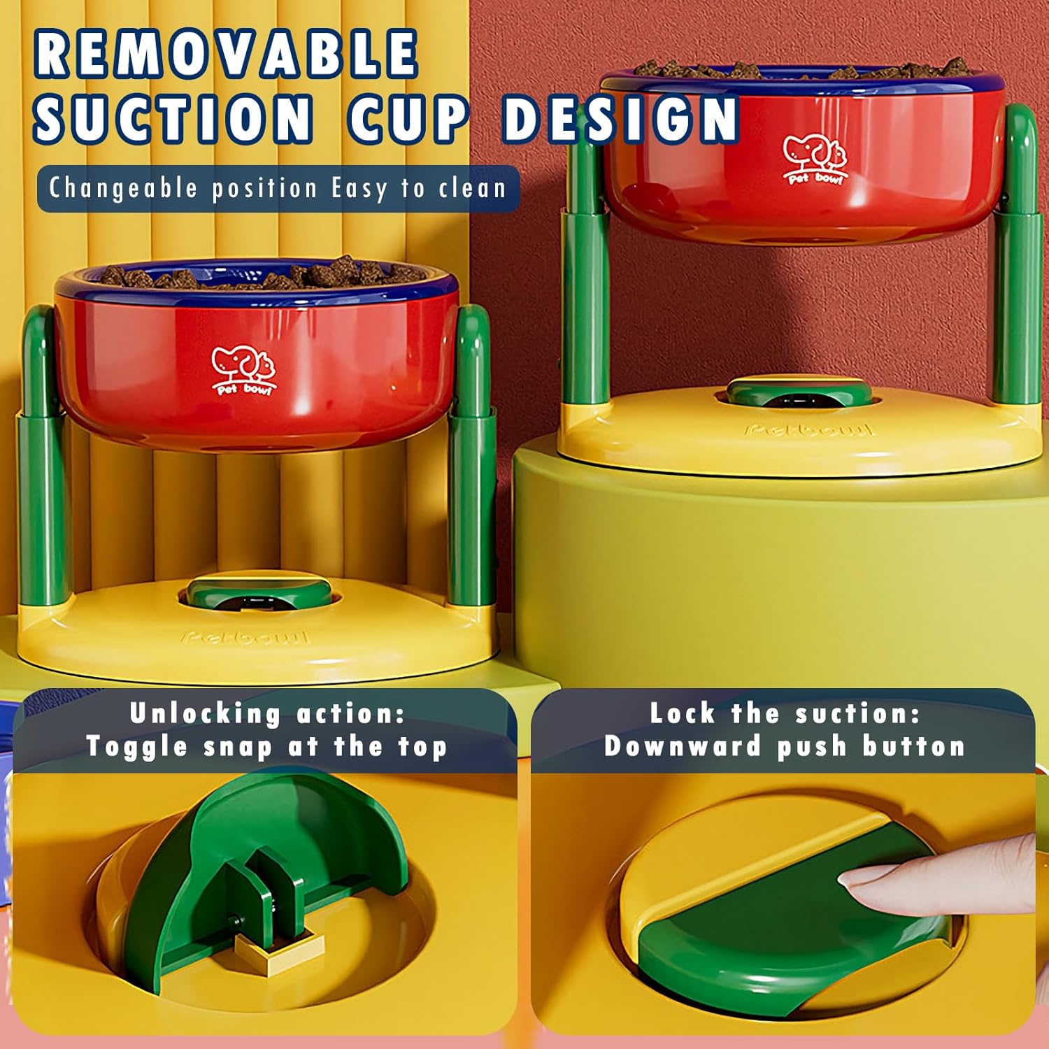 Elevate Your Pet's Dining Experience with the Adjustable Liftable Pet Bowl - Non-Slip & Anti-Spill Design for Dogs and Cats (Red)