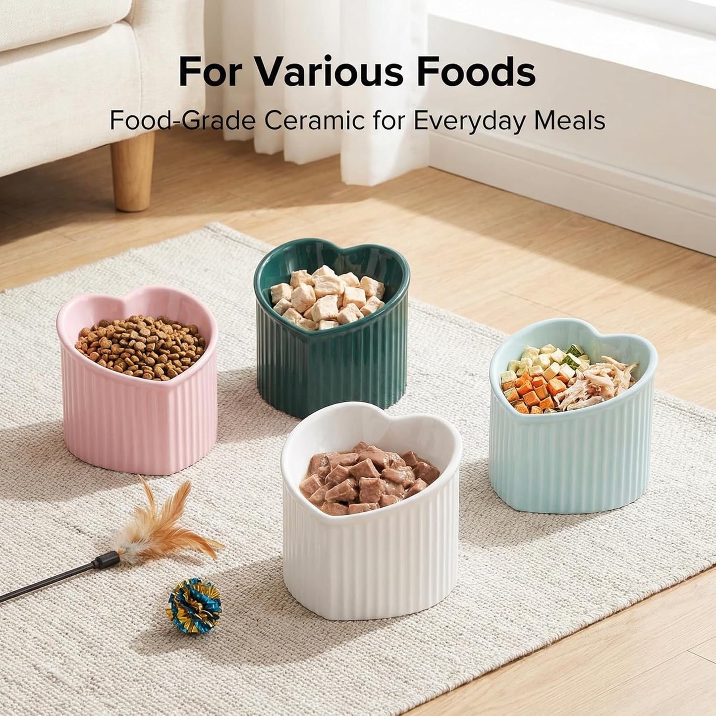 Elevate Your Cat's Dining Experience with Our Stylish White Ceramic Raised Bowls - Perfect for Large Breeds!