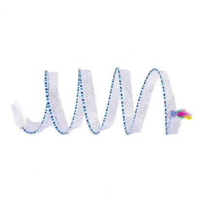 Exciting 65x30Cm Cat Tunnel Toy - Foldable Interactive Playtime with Plush & Feather Toys for Happy Kittens