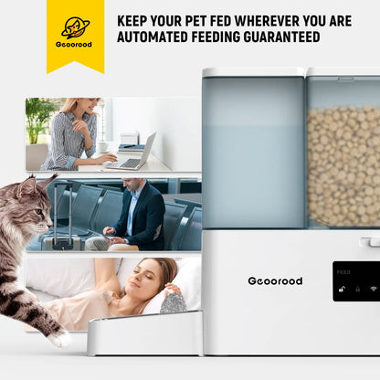 Geoorood 2-in-1 Automatic Pet Feeder & Gravity Water Dispenser - 36 Cups/8.5L Food Capacity with Stainless Steel Bowls - Perfect for Cats, Small Dogs, Puppies, and Kittens!