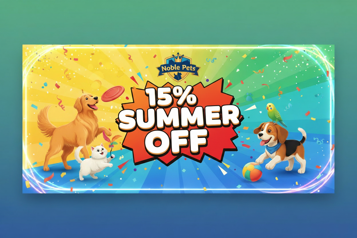 Noble Pets 15% Off Banner